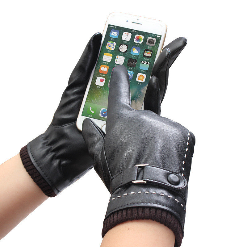 Sheepskin leather U touch screen gloves