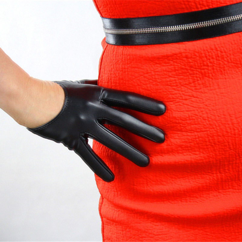 Women's  short  PU leather gloves