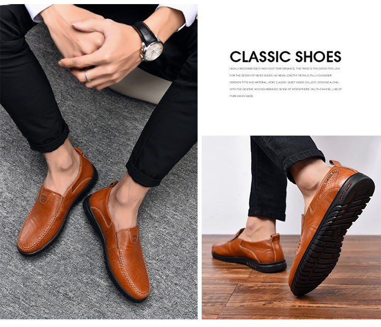 Leather men's casual shoes