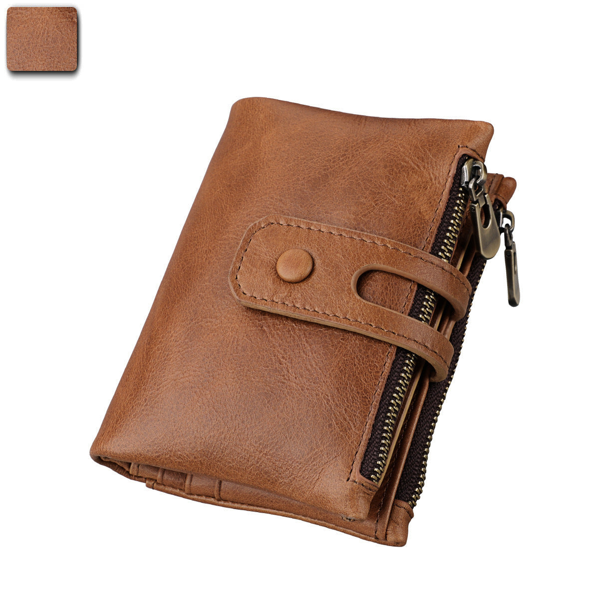 Anti-theft brush RFID first layer cowhide wallet