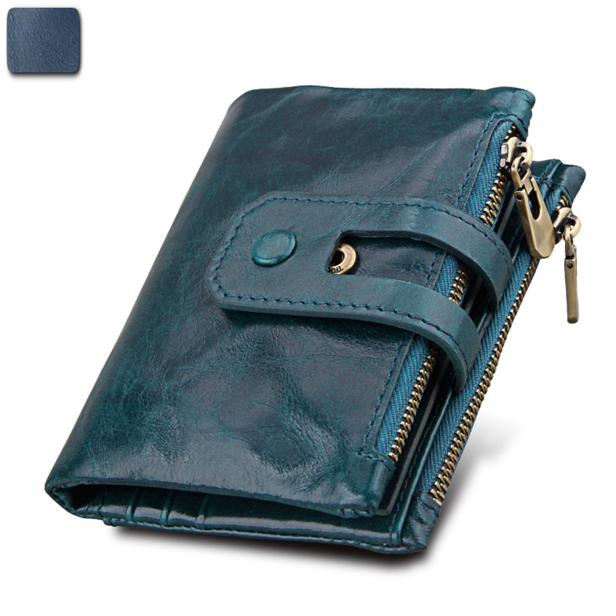 Anti-theft brush RFID first layer cowhide wallet