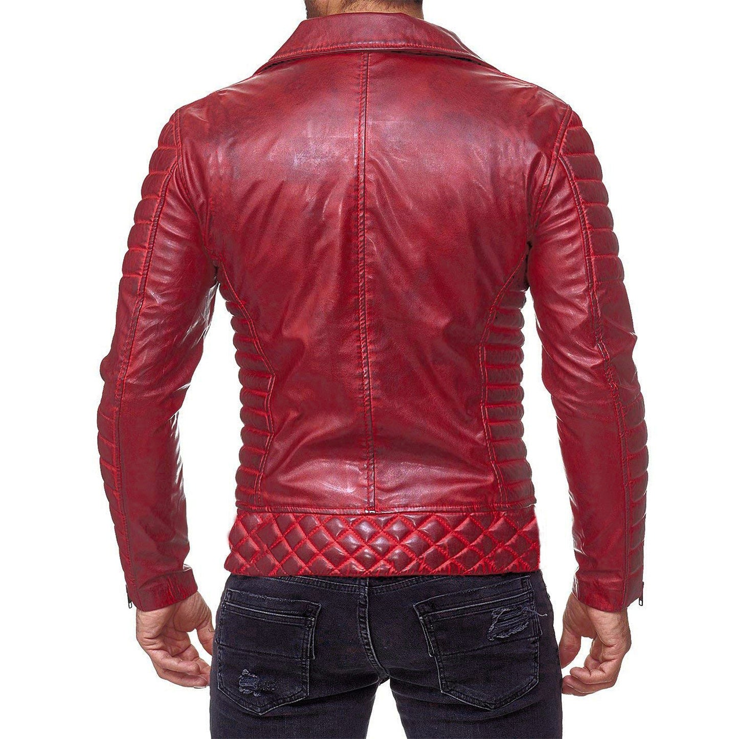 Zippered PU leather jacket