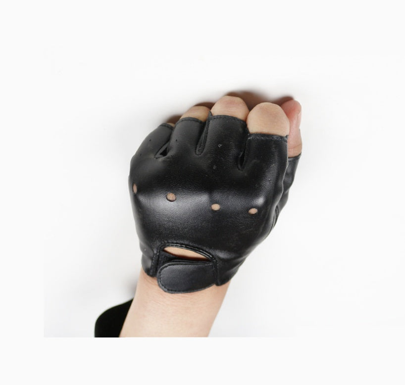 Leather Outdoor Children's Half-finger Gloves