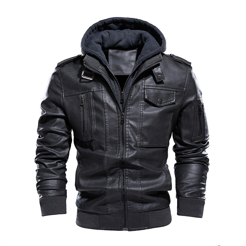 Men's washed leather leather jacket