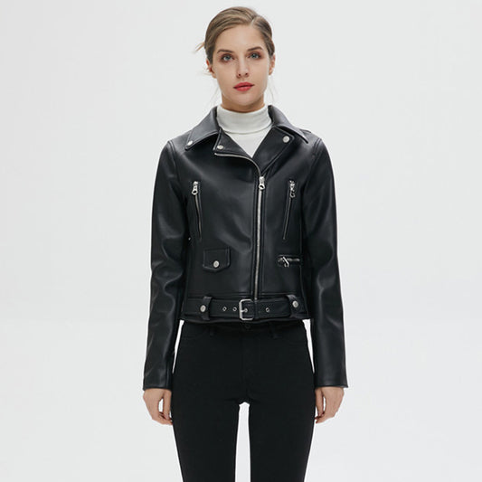 Women's leather short jacket