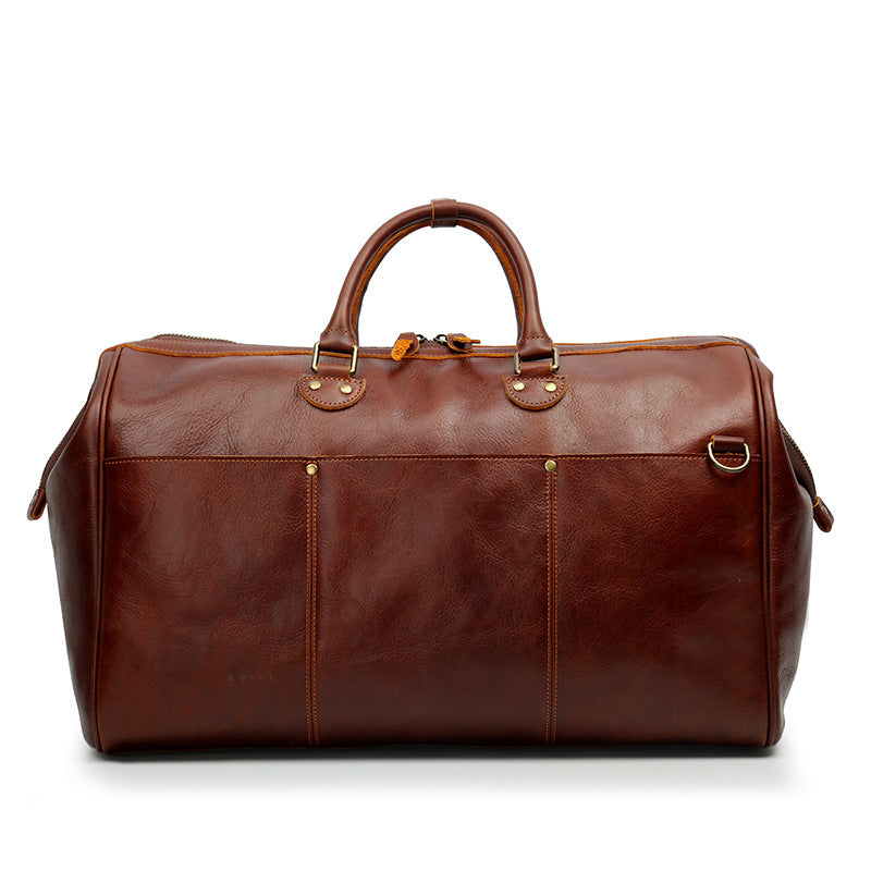 Men's Large Capacity Genuine Leather Travel Bag Top Layer Cowhide