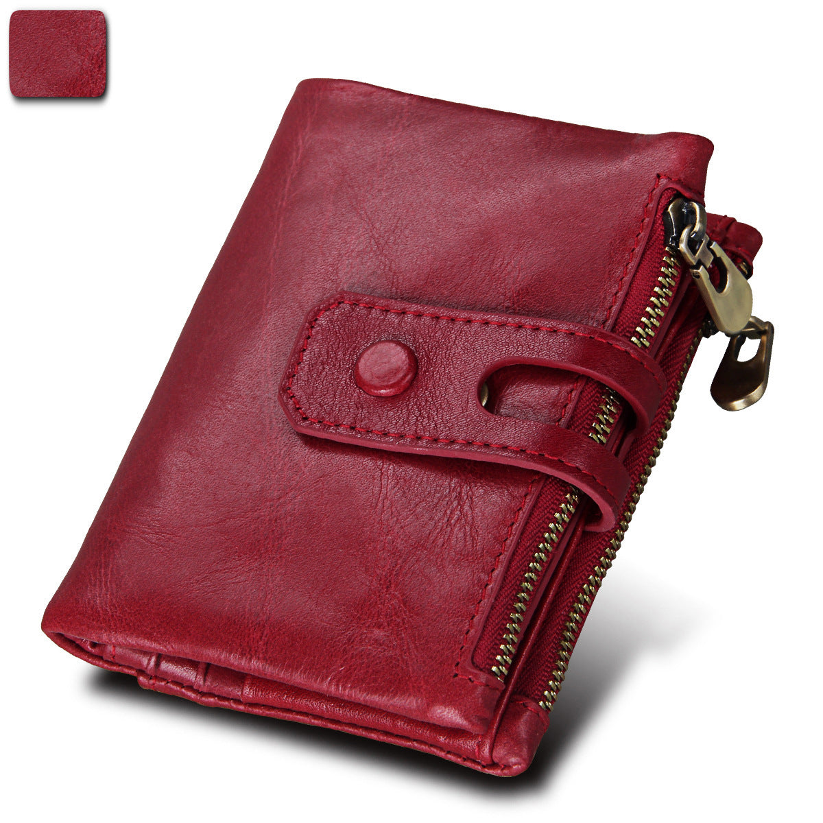 Anti-theft brush RFID first layer cowhide wallet