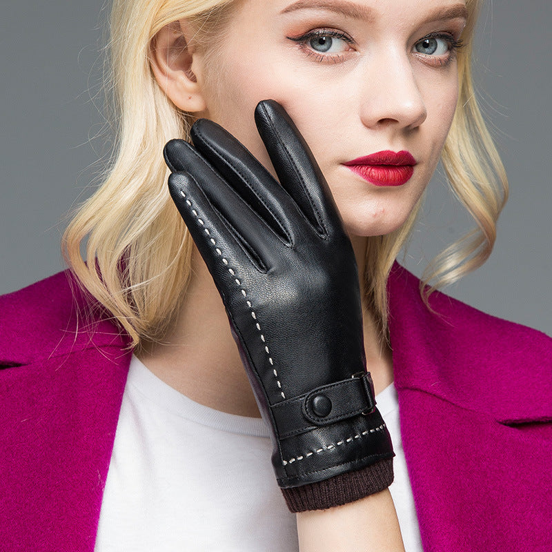 Sheepskin leather U touch screen gloves