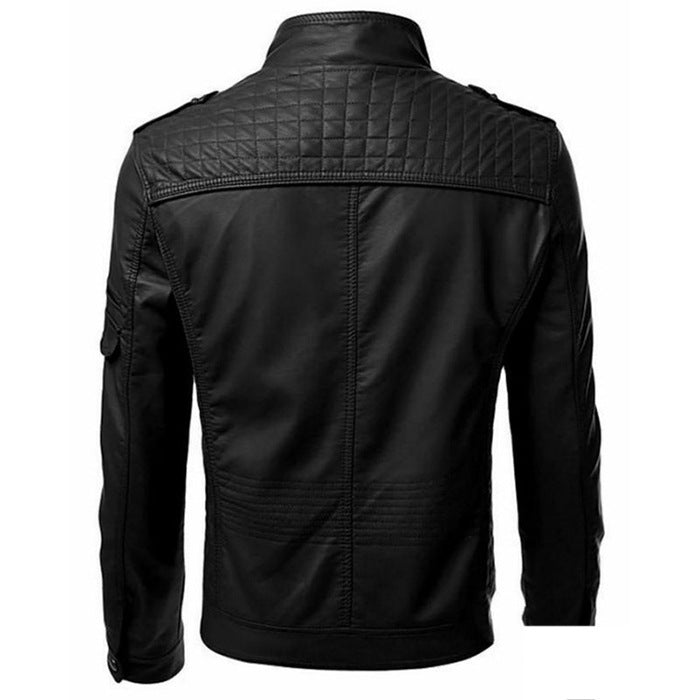 PU jacket slim zip leather jacket