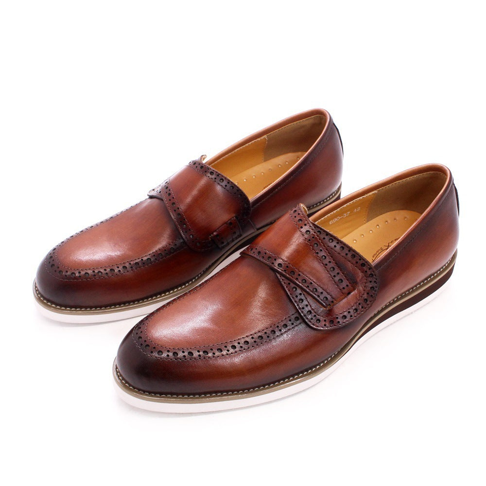 British Leather Shoes Men's Handmade Leather Casual Pedal