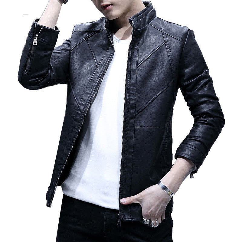 Korean slim leather jacket