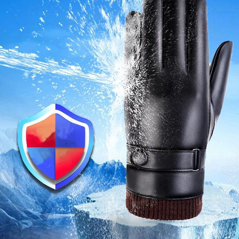 Leather Gloves Men's Waterproof Touch Screen