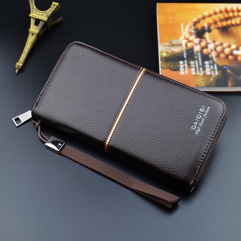 New European and American men's long purse zipper fashion hand take business leisure men's wallet foreign trade manufacturers wholesale