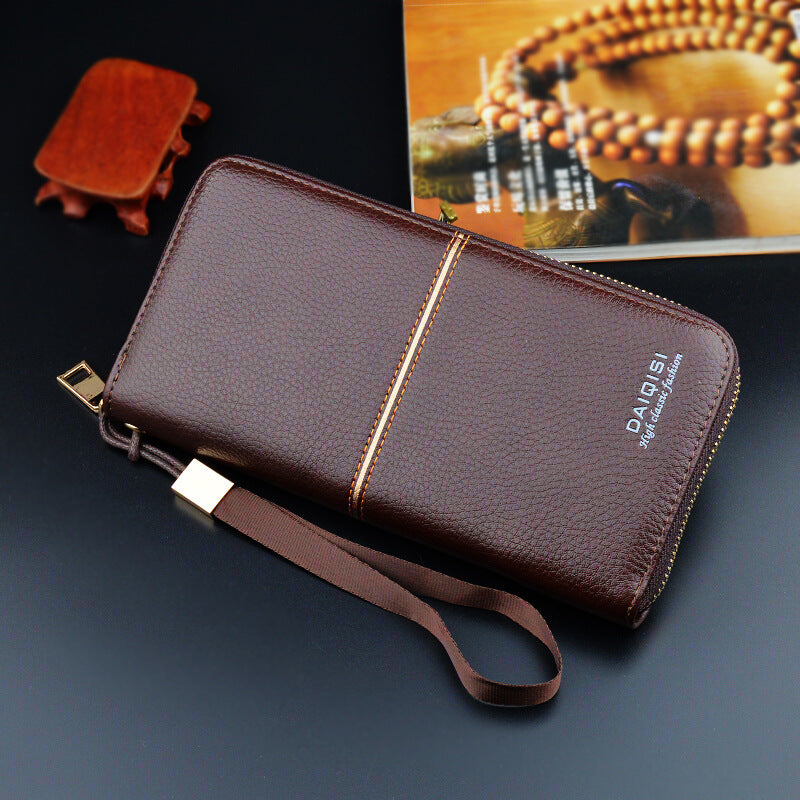 New European and American men's long purse zipper fashion hand take business leisure men's wallet foreign trade manufacturers wholesale