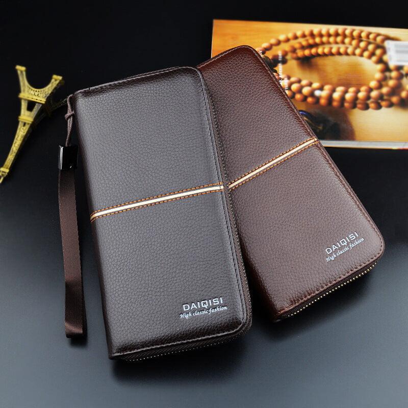 New European and American men's long purse zipper fashion hand take business leisure men's wallet foreign trade manufacturers wholesale