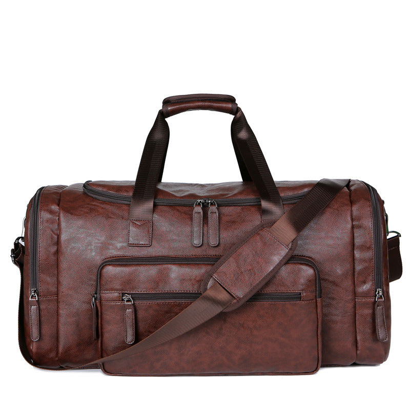 Large Capacity Men's PU Leather Travel Bag Retro