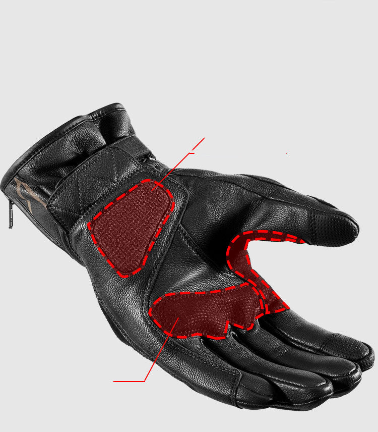 Solid Color Men's Leather Motorcycle Gloves