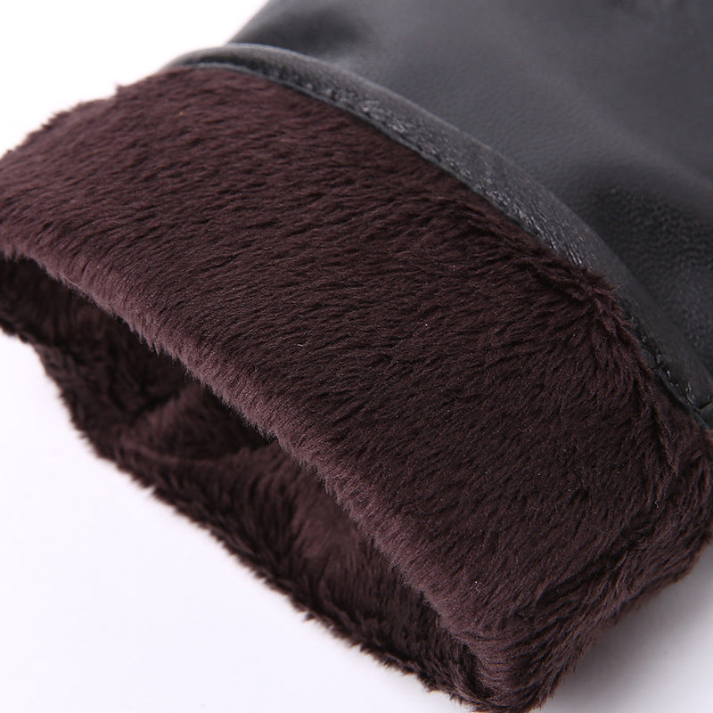 Winter Warm Thickened Men's Leather Gloves