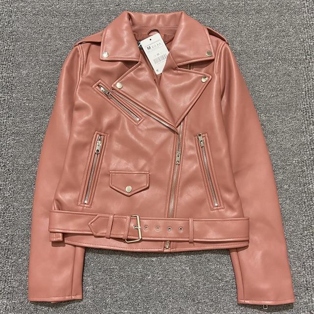 Faux leather jacket ladies