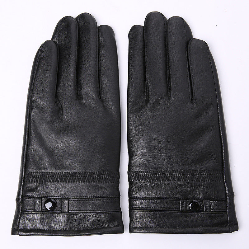 Winter Warm Thickened Men's Leather Gloves