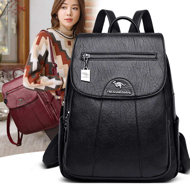 Anti-theft soft leather wild travel bag