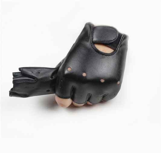 Leather Outdoor Children's Half-finger Gloves