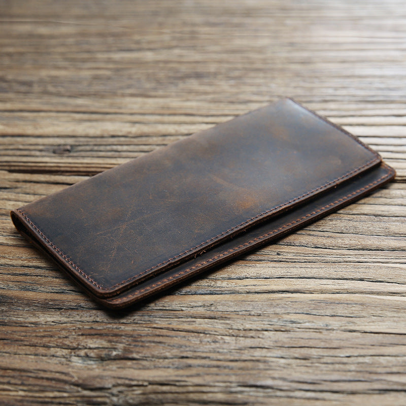 Men's long retro slim leather wallet