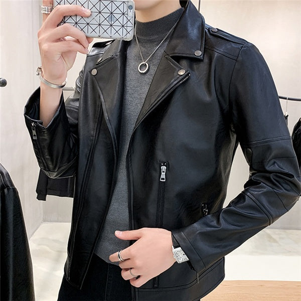 Mid-length leather jacket