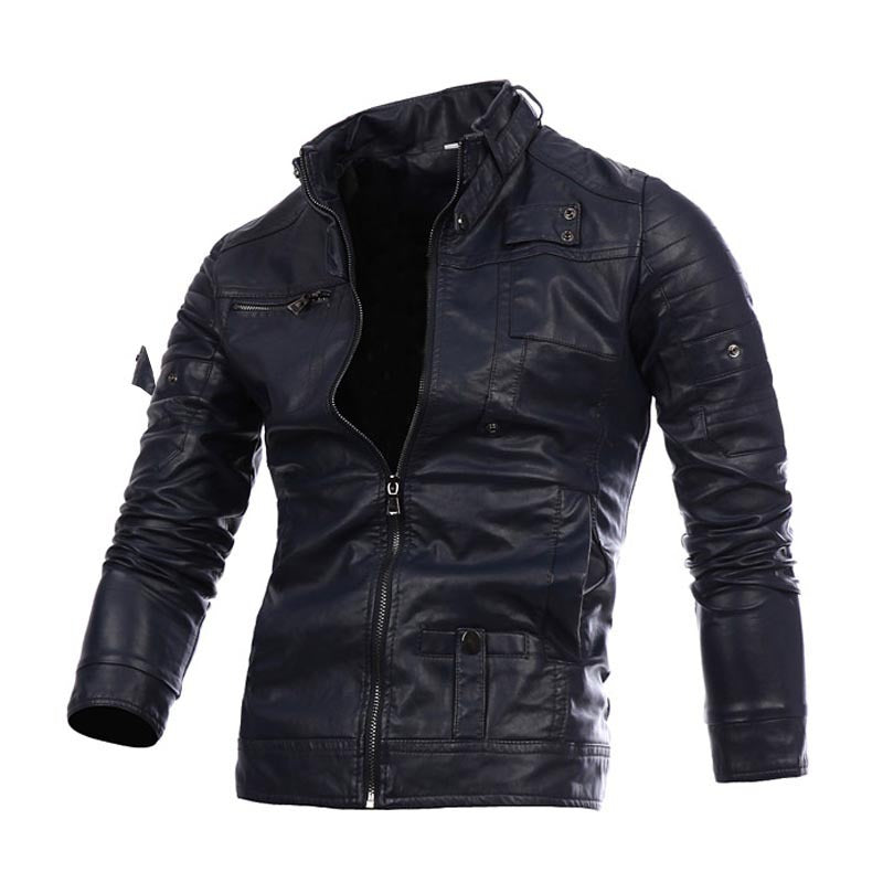 Zipper motorcycle leather jacket