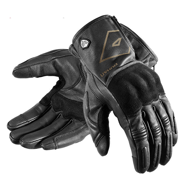 Solid Color Men's Leather Motorcycle Gloves