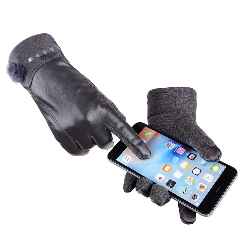 PU touch screen ladies leather gloves