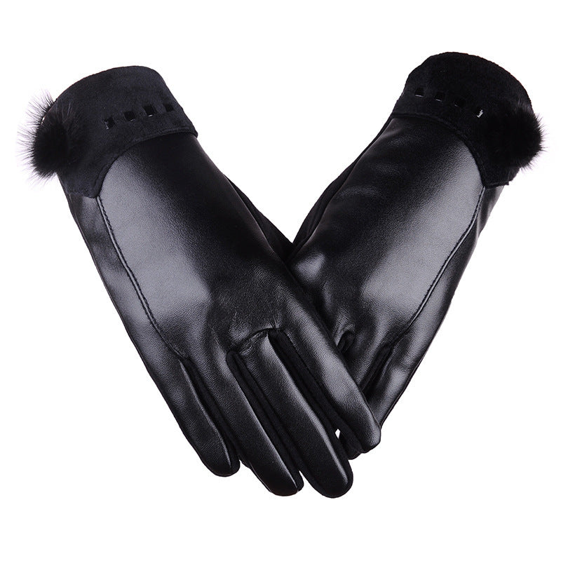 PU touch screen ladies leather gloves