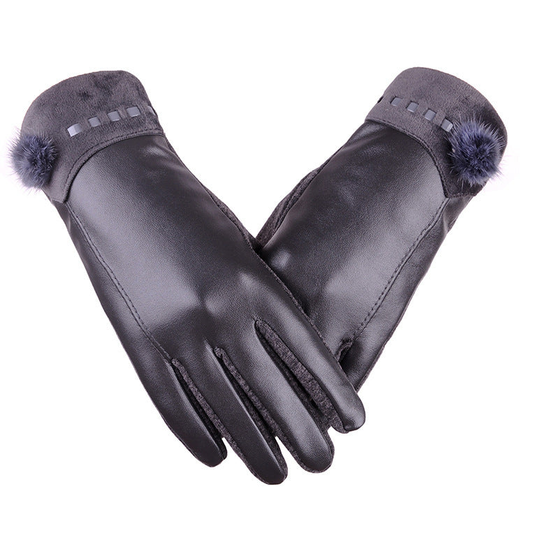 PU touch screen ladies leather gloves