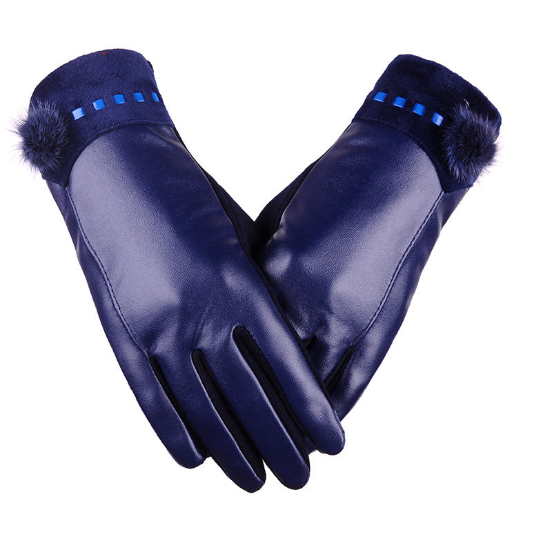 PU touch screen ladies leather gloves