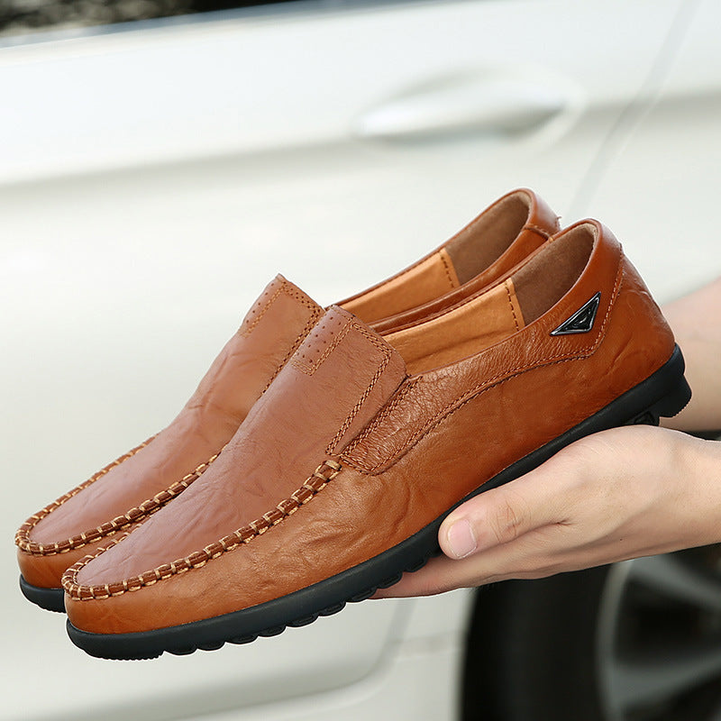 Peas shoes men's leather business casual shoes