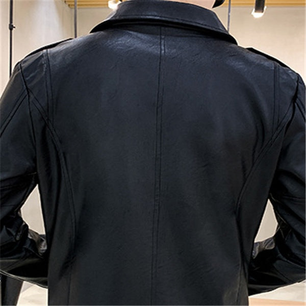 Mid-length leather jacket