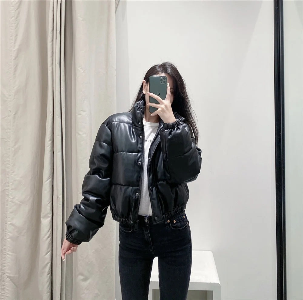 Faux leather cotton jacket