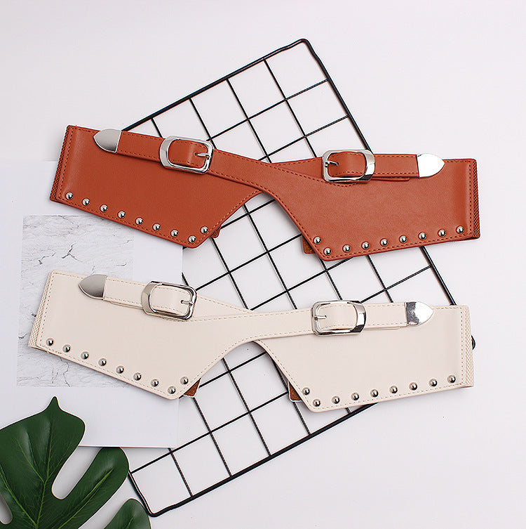 Women's Belts With Skirts, Decorative Dresses, Waist Closure, Elastic Elastic Rivets, Wide Belts