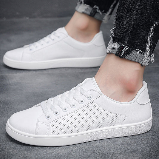 Breathable White Shoes Men's Casual Leather Shoes