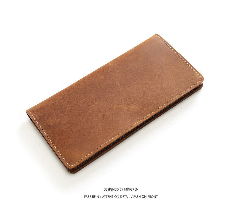 Men's long retro slim leather wallet