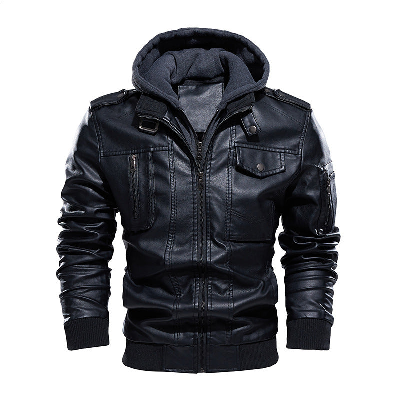 Men's washed leather leather jacket