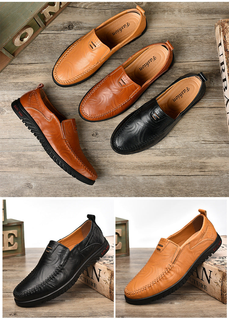 Leather men's casual shoes