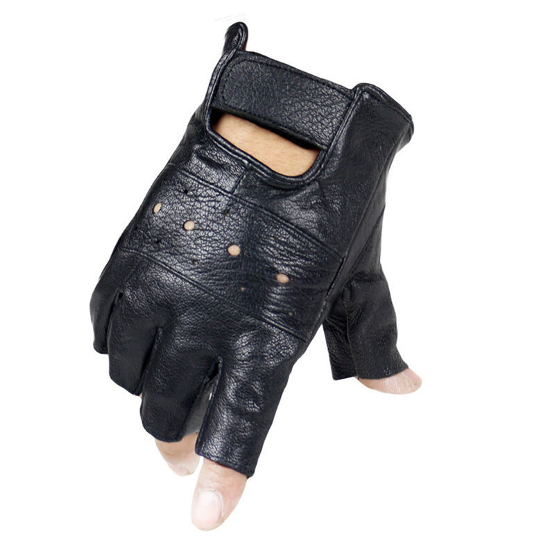 Leather gloves half finger