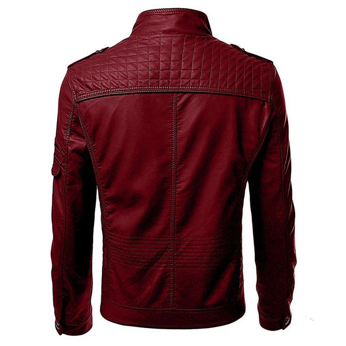 PU jacket slim zip leather jacket