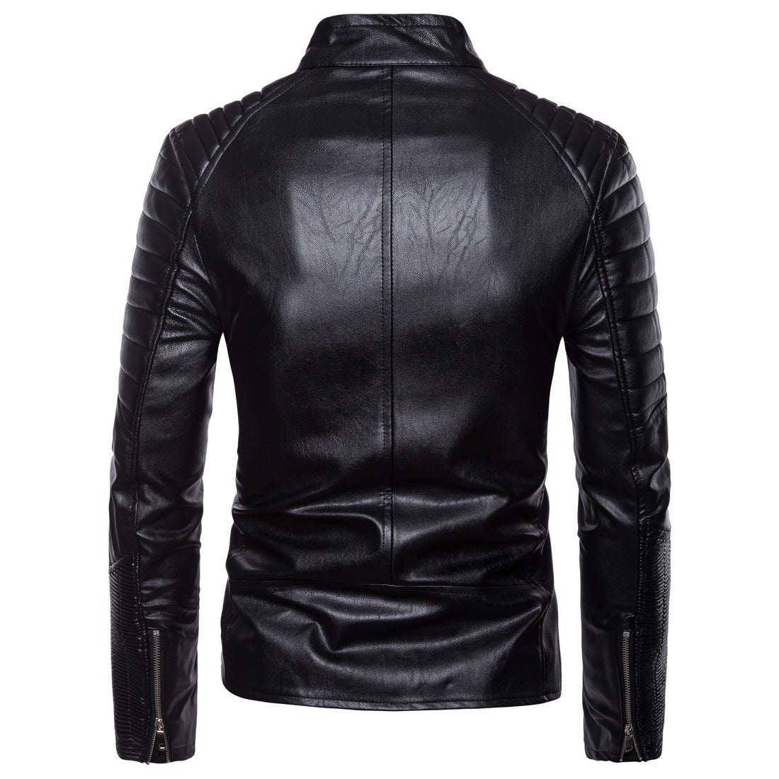 Multi-zip leather motorcycle leather jacket