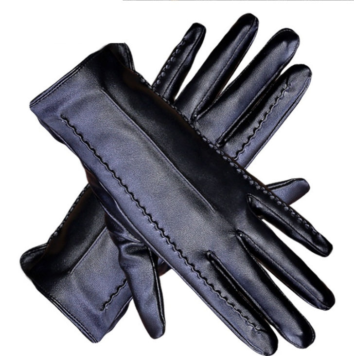 Fashionable Ladies Thick Warm Leather Gloves