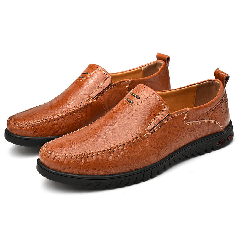 Leather men's casual shoes