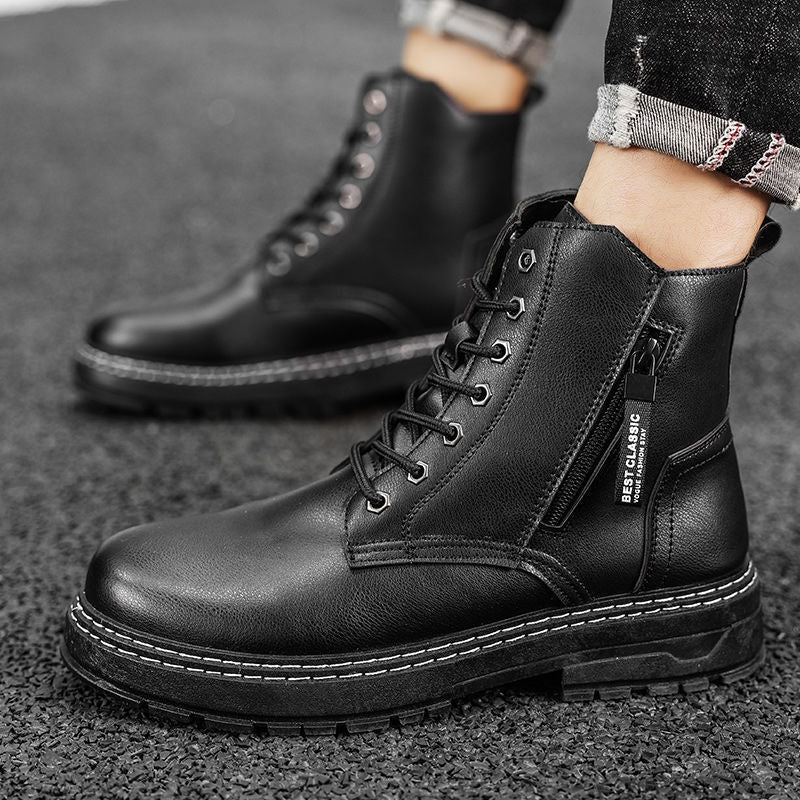 Men's Casual Leather Boots Increase Leather Shoes