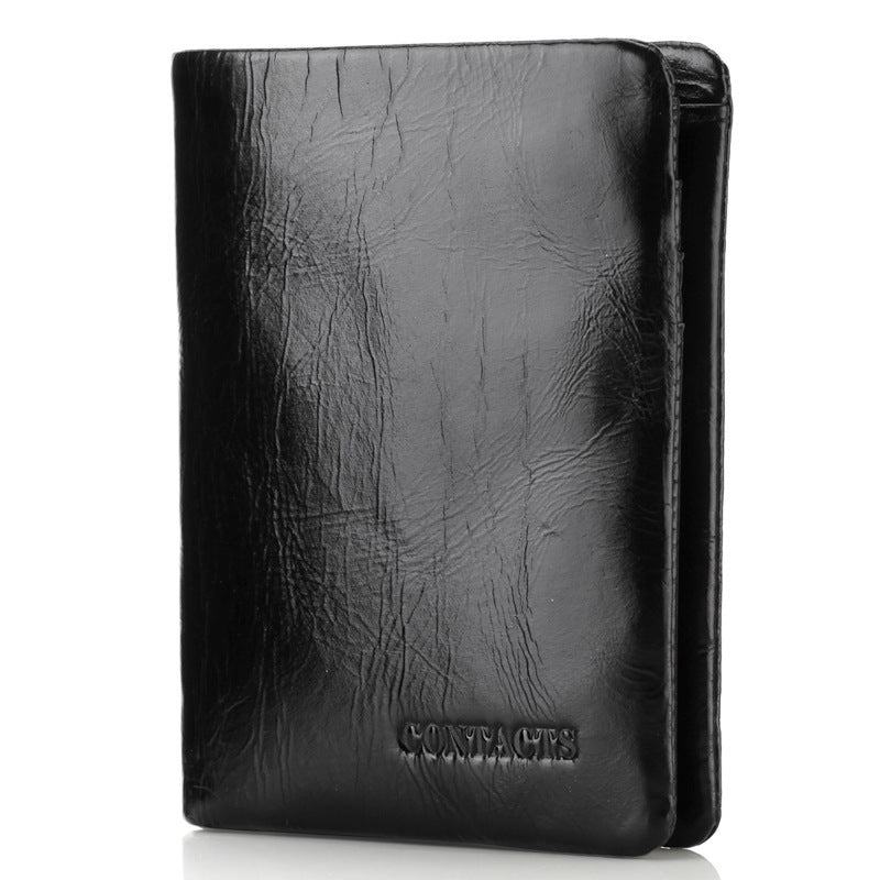 Genuine Leather Men's Wallet Fashion Oil Wax Leather