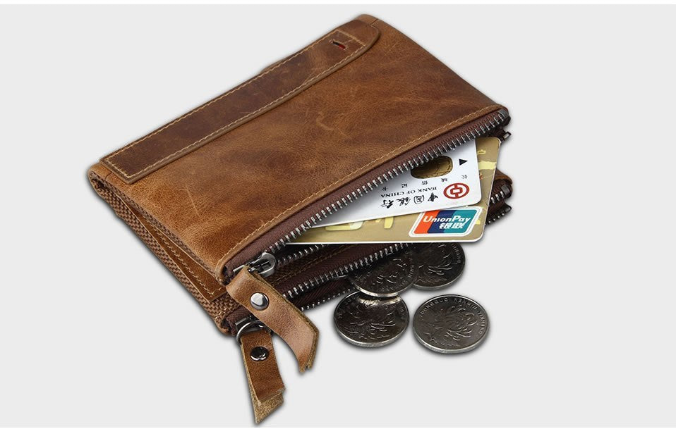 Men's wallet Short men's wallet Anti-theft brush leather wallet men